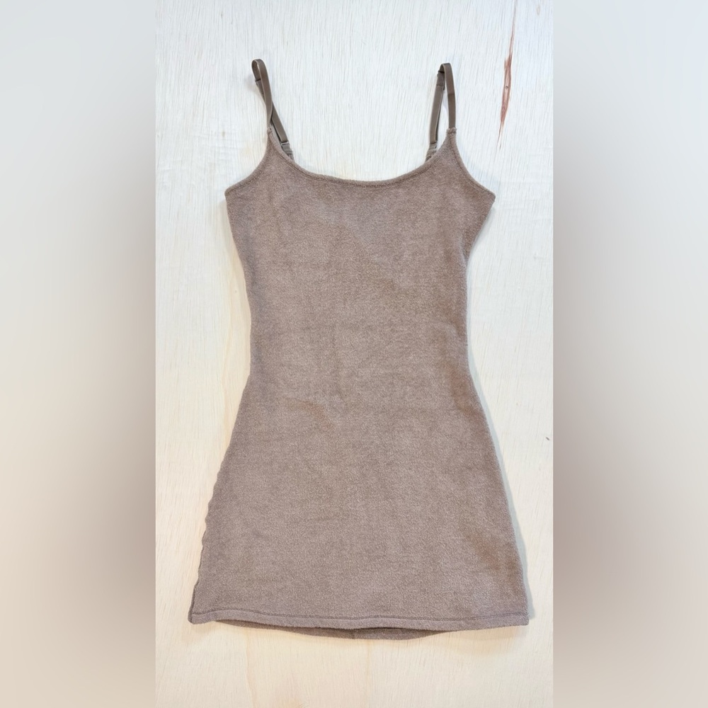 Skims Women's Terry Scoop-neck Cotton-blend Towelling Mini Dress in desert tan - Picture 3 of 8